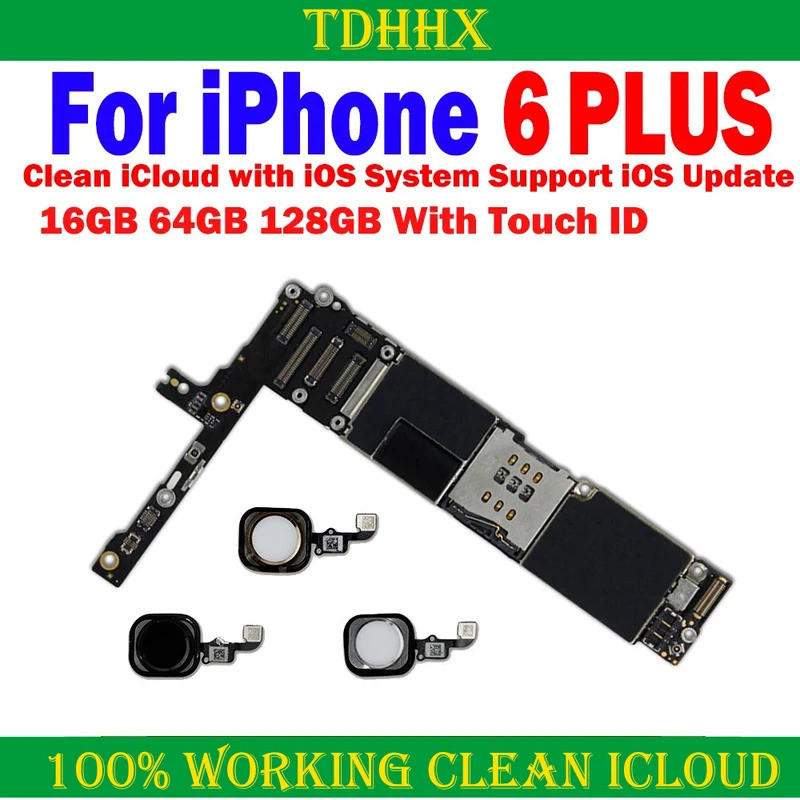 ทางกายภาพ SIM เมนบอร์ด/ไม่มี Touch ID สําหรับ iPhone 6 Plus 16/64/128G เมนบอร์ดทําความสะอาด iCloud L