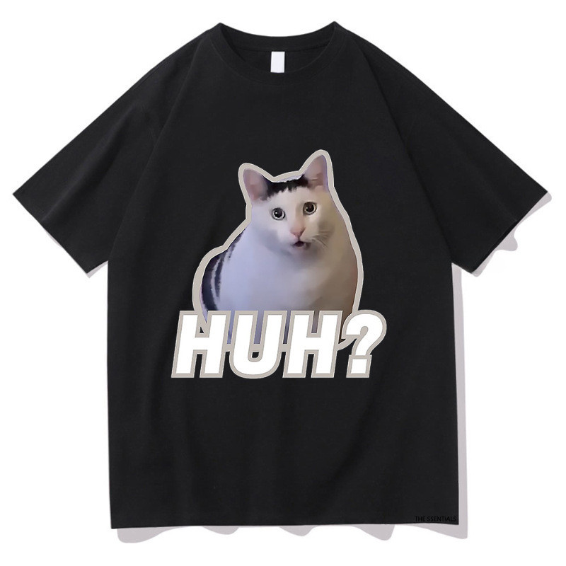 เสื้อทีเชิล Huh Cat Meme ตลกและคลาสสิก สไตล์สำหรับทั้งผู้ชายและผู้หญิง