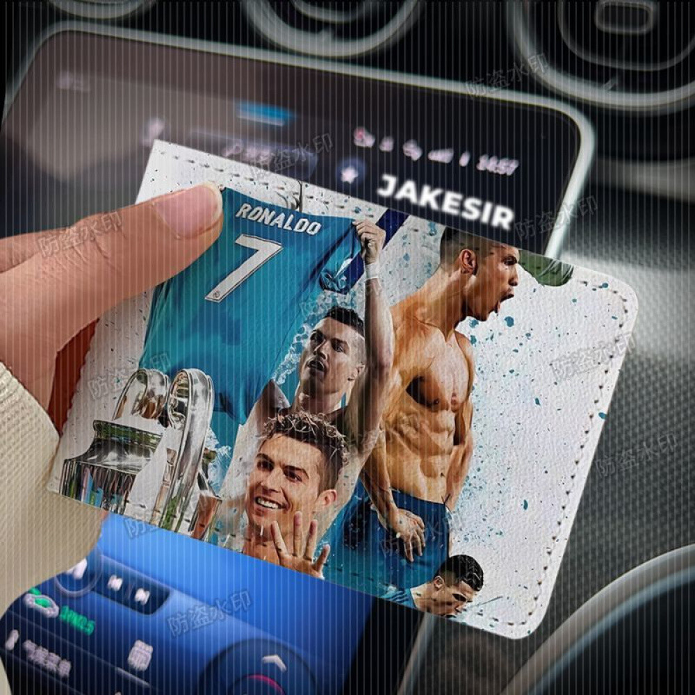 ฟุตบอลการ์ตูน Ronaldo High-Definition พิมพ์หนัง Four-Slot ผู้ถือบัตรสําหรับใบอนุญาตขับรถ Bank Card I