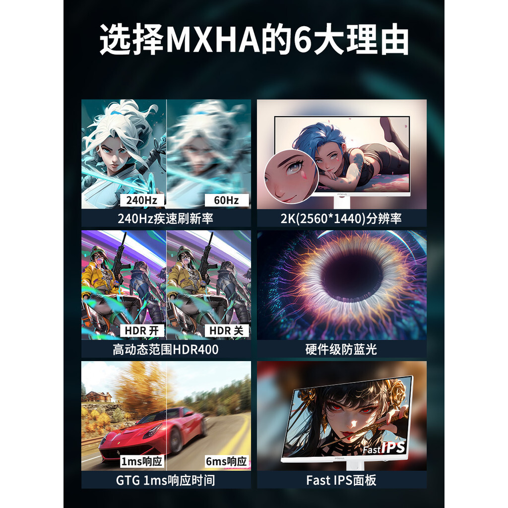 27 นิ้ว 165HZ 2K จอคอมพิวเตอร์ FastIPS โน้ตบุ๊กภายนอก 240Hz หน้าจอเกมปัดสูง