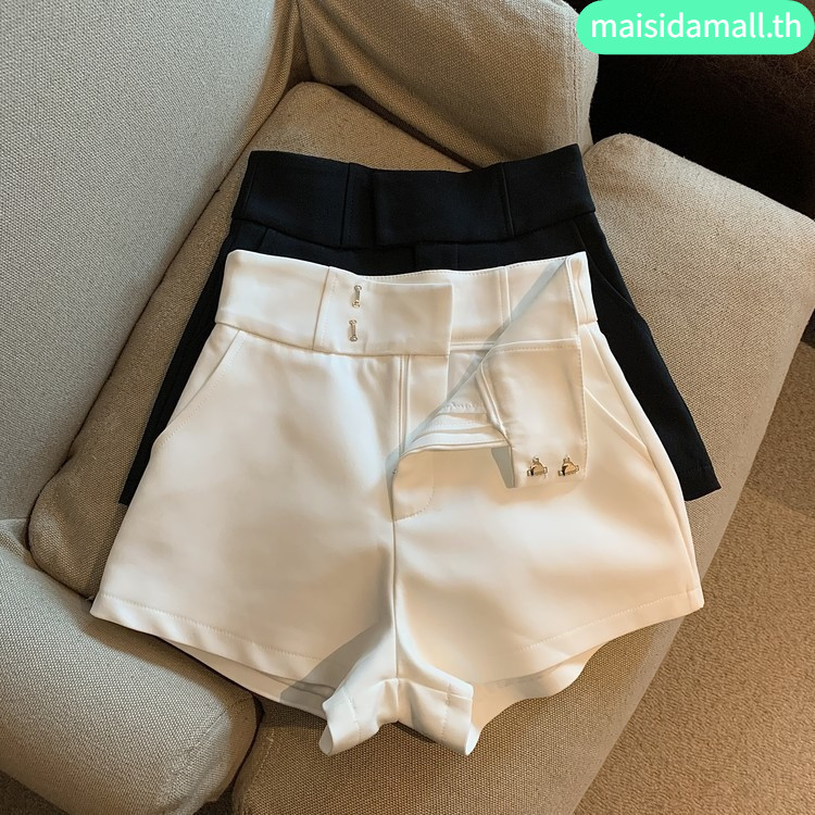 【พร้อมส่ง】MSD กางเกงขาสั้นเอวสูง เวอร์ชันเกาหลี แฟชั่น สไตล์ผู้หญิง เวลาว่าง บาง ขนาดใหญ่ สีทึบ การแข่งขันทั้งหมด กางเกงขาสั้นชุดสูท