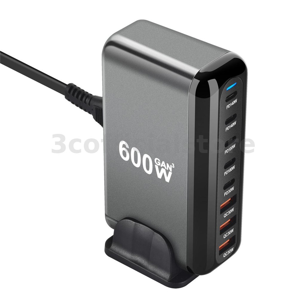 Bakeey YMX-908-600W 600W 8-Port USB PD Charger 5USB-C + 3USB-A QC PD Fast ชาร์จเดสก์ท็อปสถานีชาร์จ E