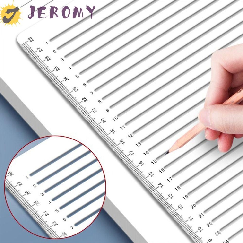 JEROMY ไม้บรรทัดลายฉลุเส้นตรง Scribing ฟรีการบ้านสอบโปร่งใสนักเรียน A4 การเขียนไม้บรรทัดลายฉลุ