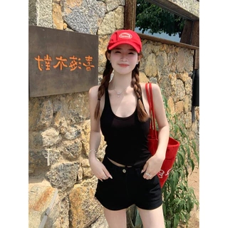 ⭐Soroh⭐เสื้อกล้าม มฟองน้ำ สีสดใส หลังรูปตัวไอ ผ้าร่องเล็ก เสื้อแขนกุด สไตล์เกาหลี ใส่สบาย#FY3575