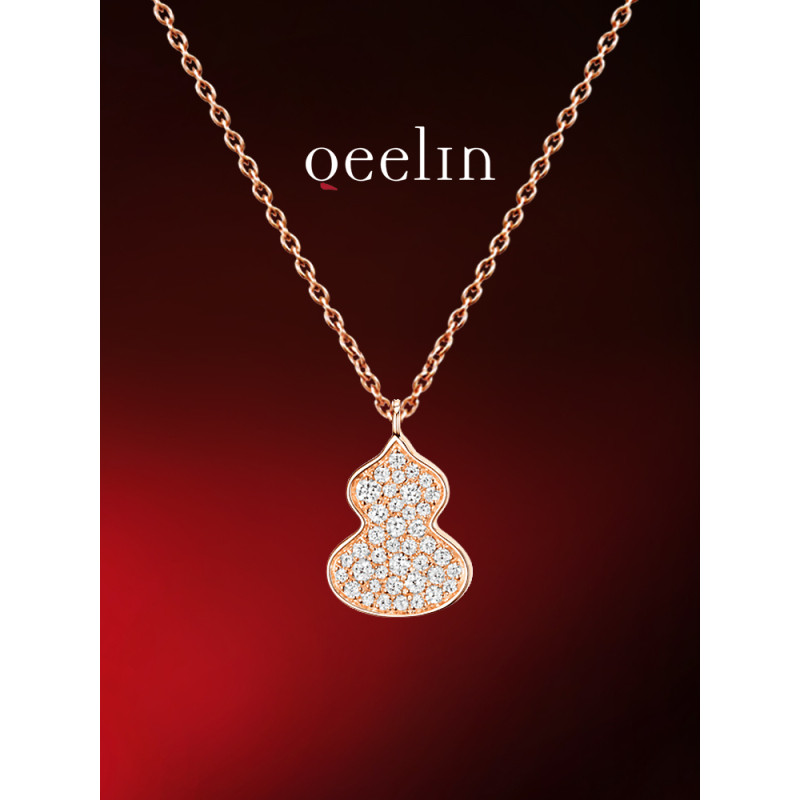 Qeelin Kirin Official Petite Wulu Series สร้อยคอน้ําเต้าเพชรทอง 18K ผู้หญิง