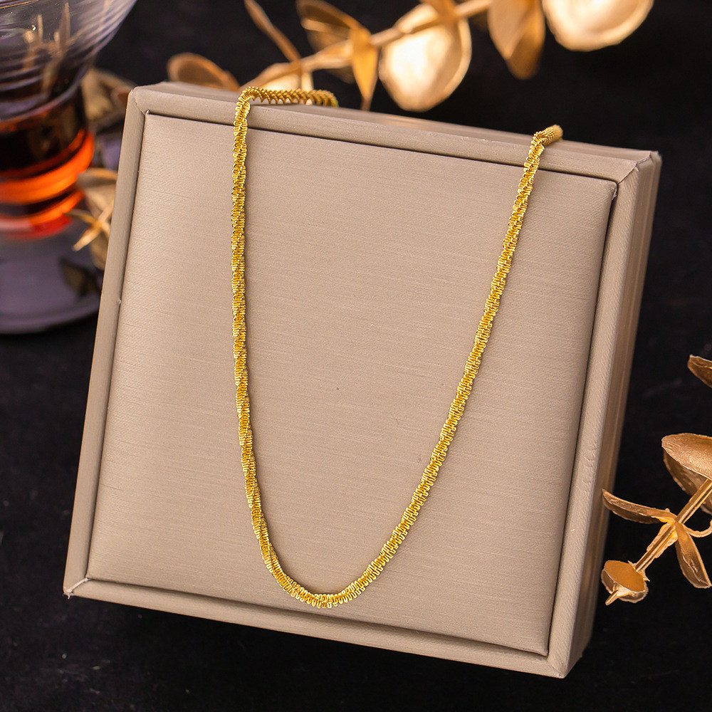 สแตนเลส 18K Gold สร้อยคอเครื่องประดับแฟชั่นไทเทเนียมเหล็ก Clavicle Chain Non-Fade จี้สร้อยคอหญิง LYA