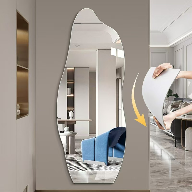 ตัวเอง กาว กระจกนุ่มแสงหรูหราอินเทอร์เน็ตคนดังรูปหมีเมฆกระจกเต็มตัว อิน ห้องนอนกระจกแต่งตัวแขวนบนผนั