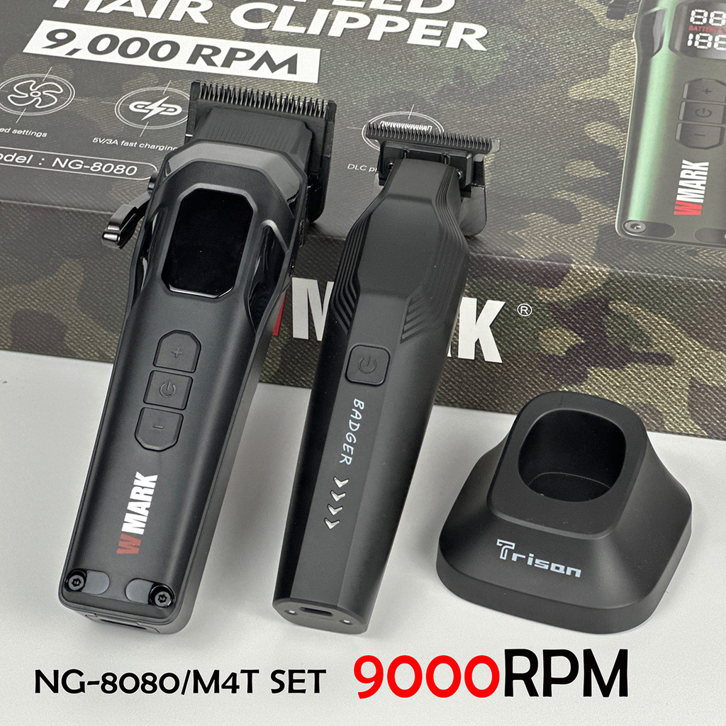 9000RPM Professional Hair Clipper WMARK NG-8080 DLC FADE ใบมีดผม Trimmer M4T ตัดผมสําหรับชายตัดผม 2P
