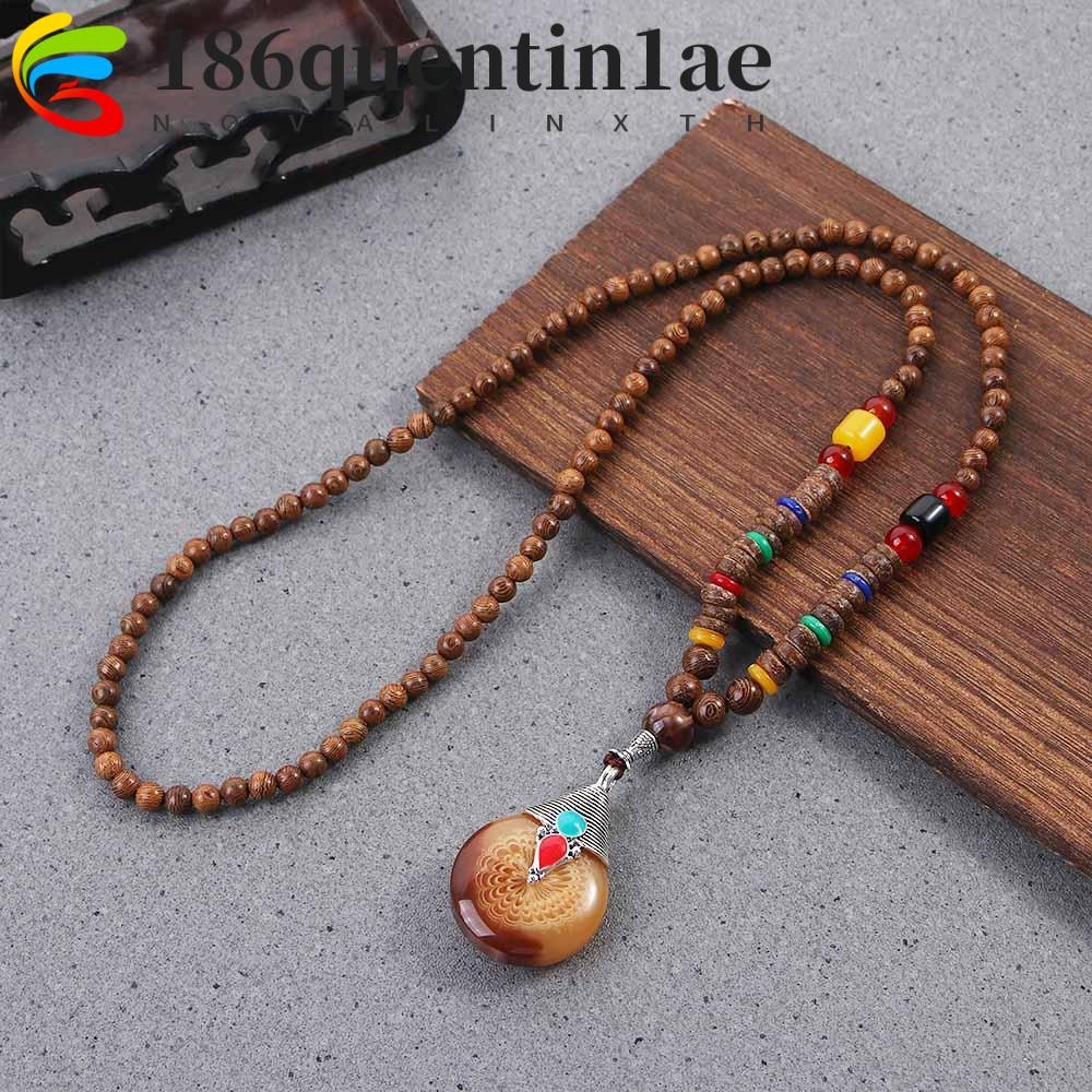 สร้อยคอพุทธเนปาล Quentin1AE ทำจากฮอร์นและลูกปัดไม้