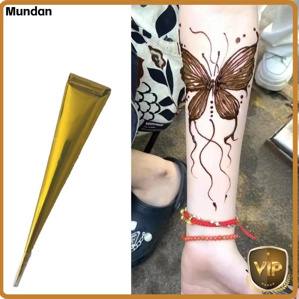 MUNDAN Henna Tattoo Cream, Easy-To-Use Black Brown Henna Paste Cone, Mehndi กึ่งถาวรชั่วคราว Mehndi 