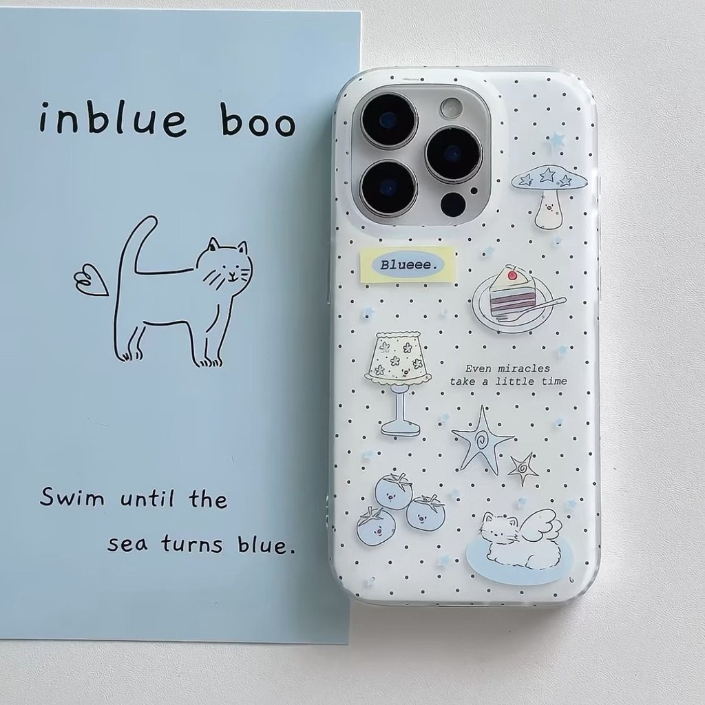 Polka Dot Cat เหมาะสําหรับ Samsung s24fe เคสโทรศัพท์ s25 สองชั้น s23ultra ผู้หญิง s21+/ s22/a54/a52 