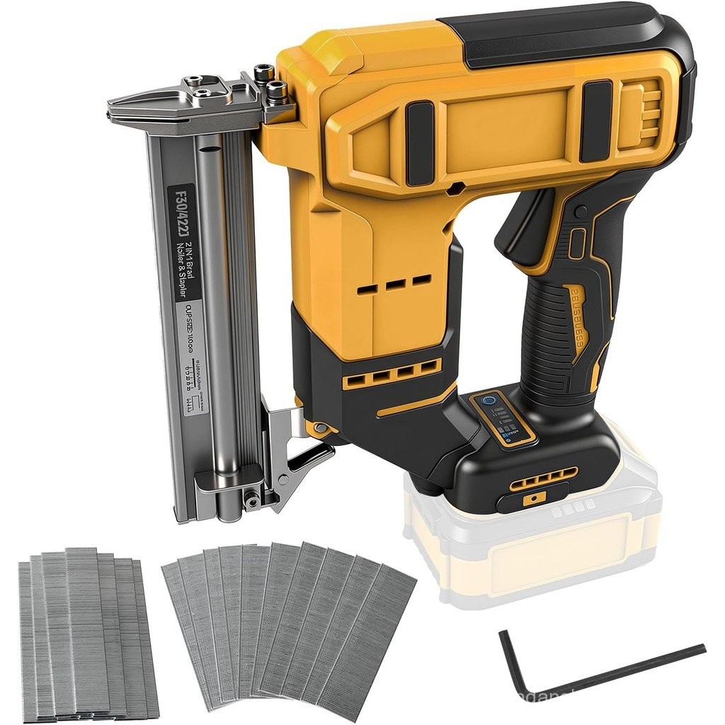 ไร้สาย Brad Nailer สําหรับ Dewalt 18V 20V แบตเตอรี่, 2-in-1 ไร้สายเล็บ Stapler Gun, 18GA แบตเตอรี่ S