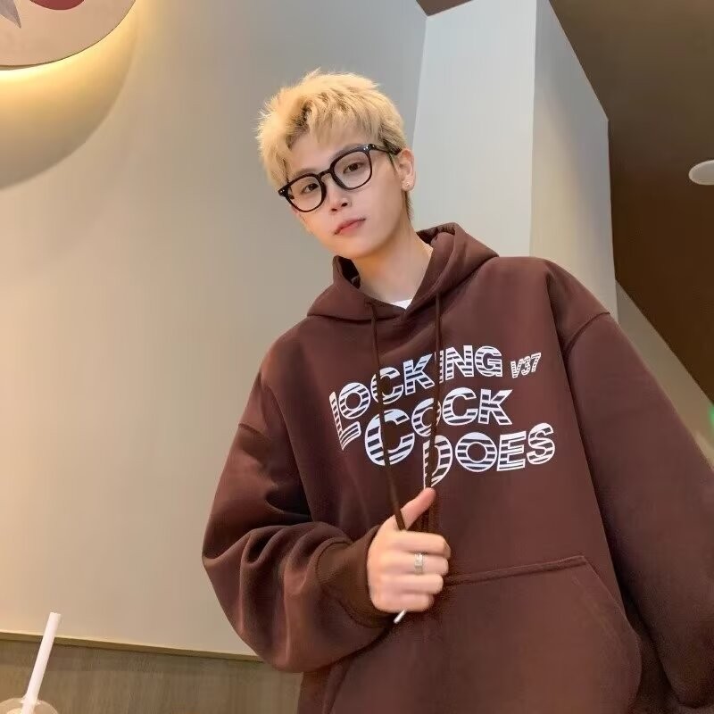 2025 NEW American Style Heavyweight Faux Cotton Fleece Hoodie for Men, Autumn and Winter New Trendy 