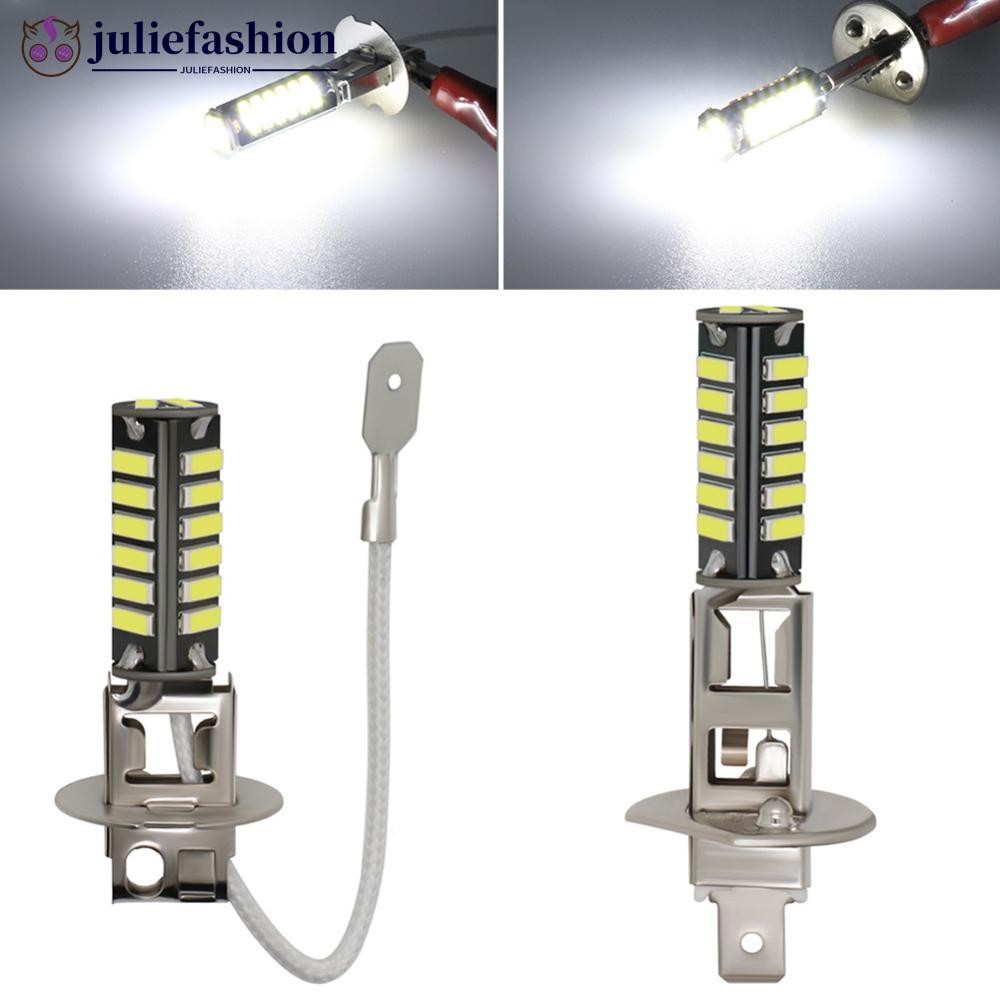 JULIEFASHION 24V H1/H3 รถบรรทุก LED หลอดไฟหมอก 7020 20SMD กันน้ํา Anti-Fog โคมไฟด้านหน้าและด้านหลังห