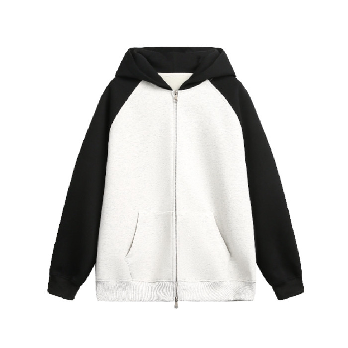 2025 Color Block Patchwork Hooded Trendy Brand Casual Niche American Retro Unisex Couple High Street