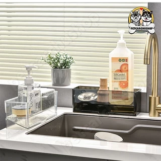 Kitchen Sink Rack ชั้นวางอ่างล้างจาน ชั้นวางฟองน้ำ วางน้ำยาล้างจาน ระบายน้ำได้ ชั้นวางของแบบวางตั้ง