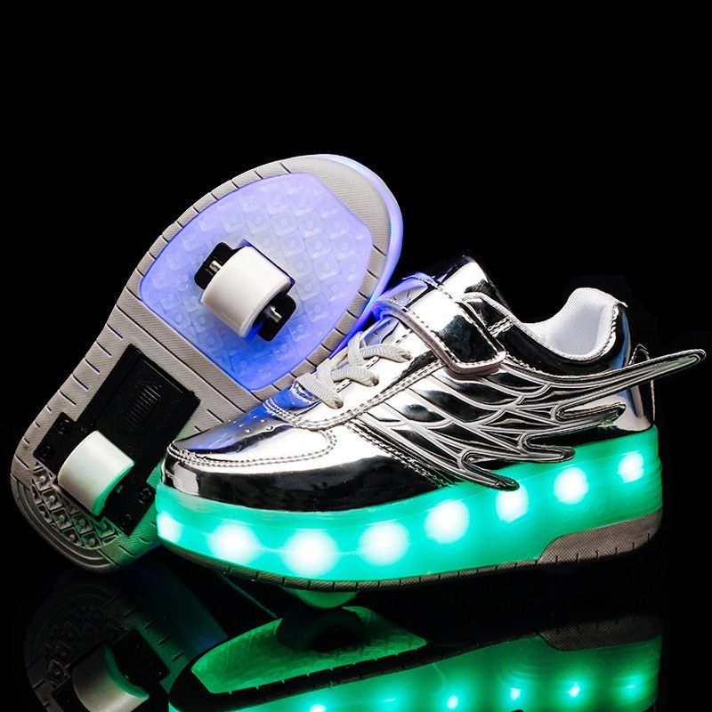 USB Charging New Style Roller Skates Lighted Wheel Shoes QOGE