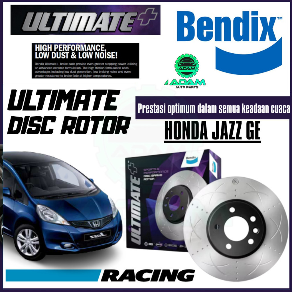 Bendix Ultimate+ ชุดหน้าและหลังโรเตอร์ - Honda Jazz GE8 1.5L 2008 BR474 ULT+ BR9577 ULT+