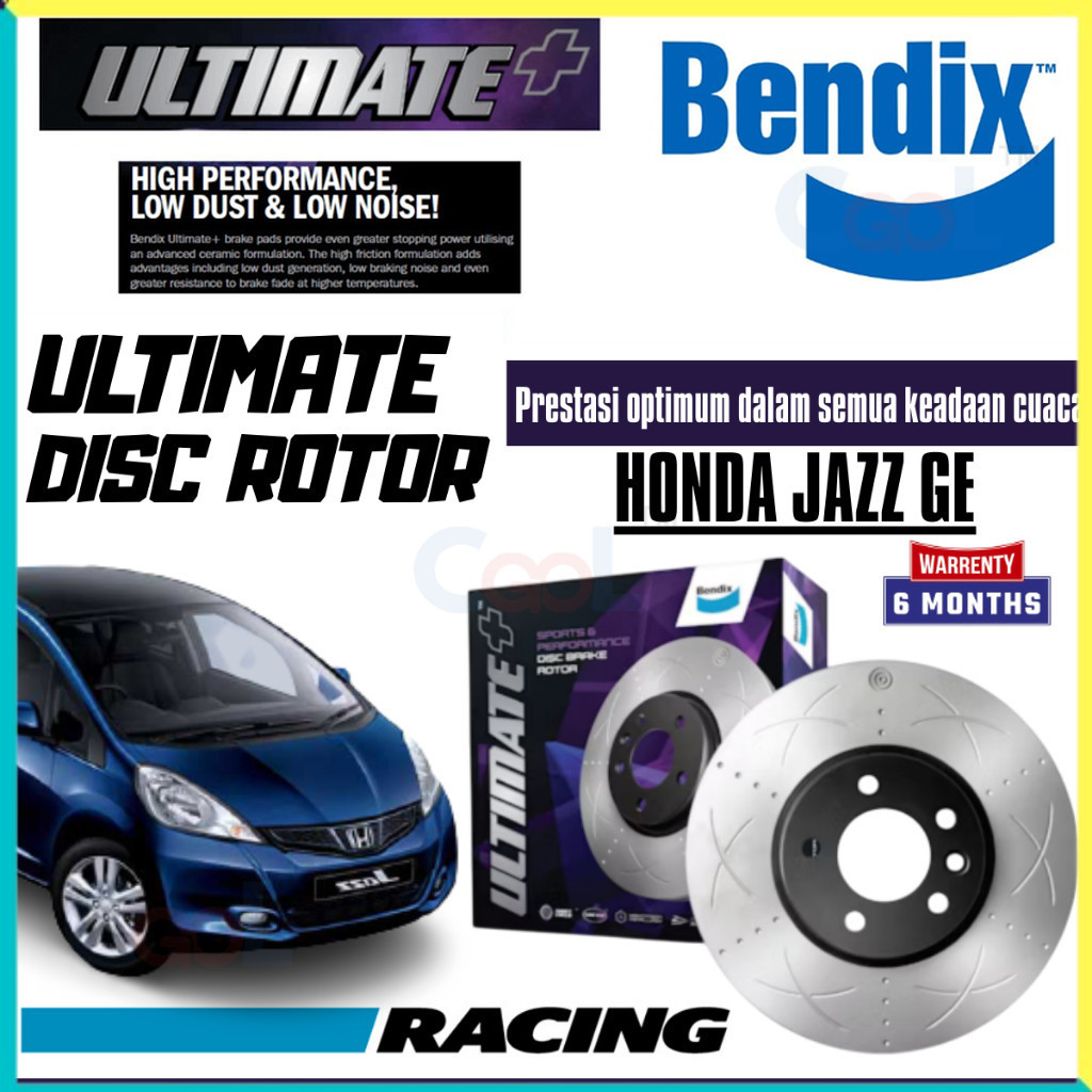 Bendix Ultimate+ ชุดหน้าและหลังโรเตอร์ - Honda Jazz GE8 1.5L 2008 BR474 ULT+ BR9577 ULT+