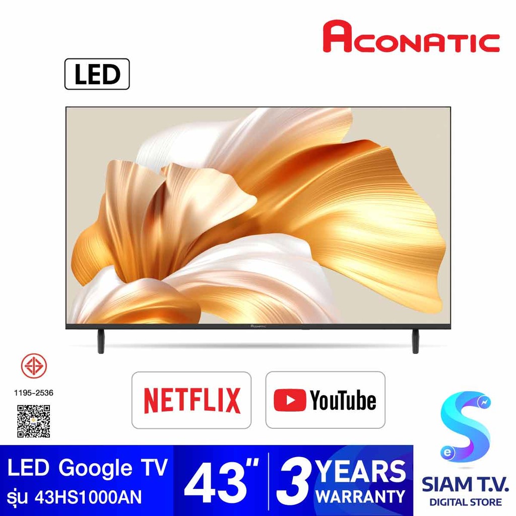 Aconatic LED Google TV  รุ่น 43HS1000AN สมาร์ททีวี 43 นิ้ว โดย สยามทีวี by Siam T.V.