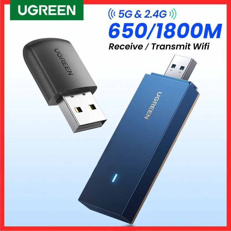 UGREEN อะแดปเตอร์ WiFi AC650 AX1800 WiFi6/5 5G & 2.4G USB WiFi การ์ด Dongle สําหรับเดสก์ท็อปแล็ปท็อป