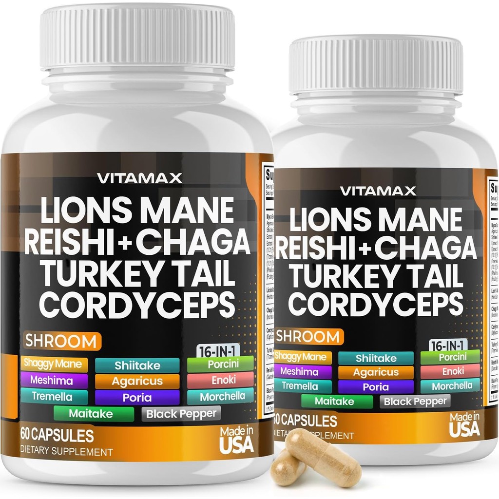 Lions Mane Mushroom, Turkey Tail, Chaga & Reishi, Cordyceps Shiitake White Elm King Trumpet Nameko O