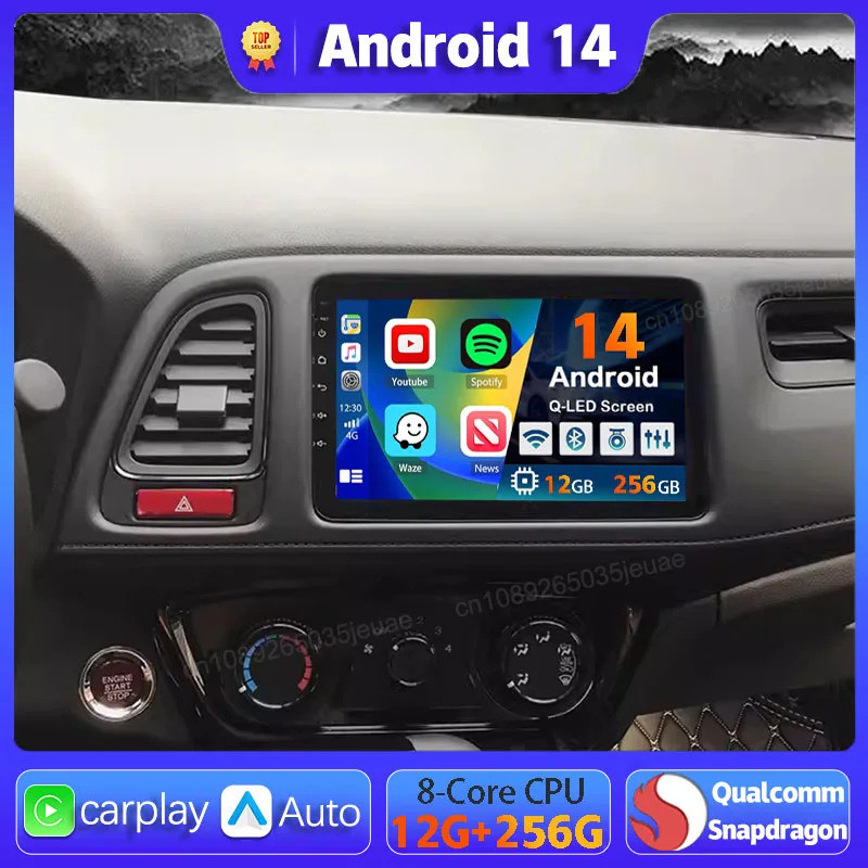 Android 14 Carplay Auto Honda Hr - v Hrv Xrv Vezel 2013 - 2025 รถวิทยุ Gps Bt Player Navigation 2din