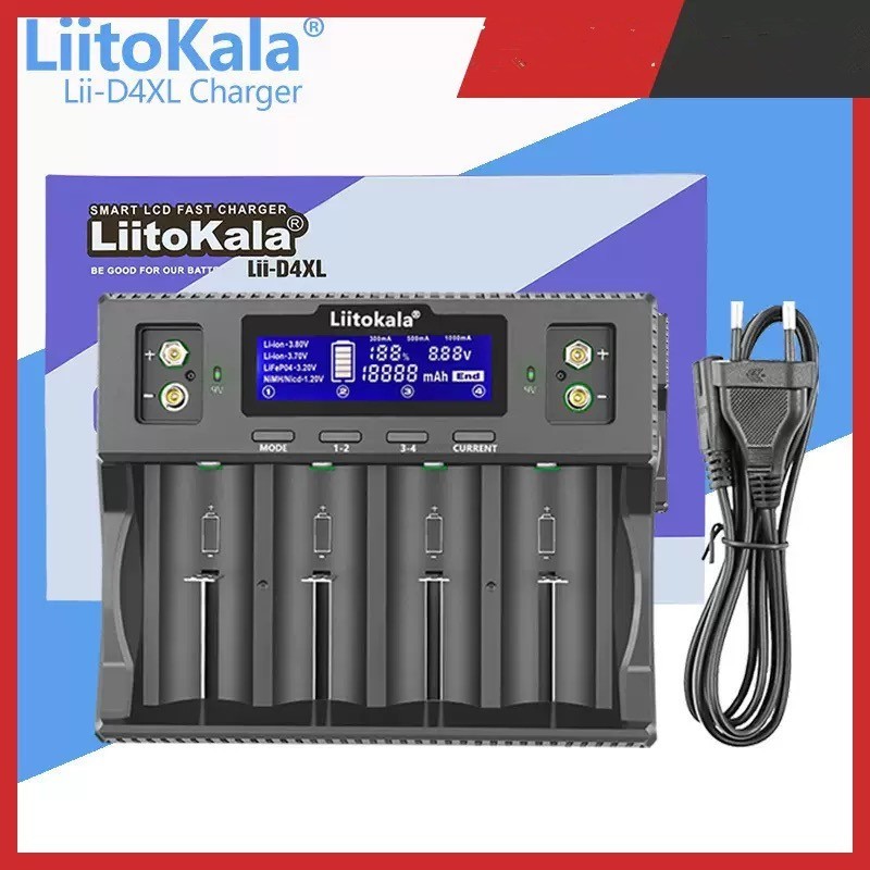 เครื่องชาร์จถ่าน LiitoKala Lii-D4XL ชาร์จได้ 4 ก้อน รองรับ 32700 26650，21700，20700, 18650, 18490, 18