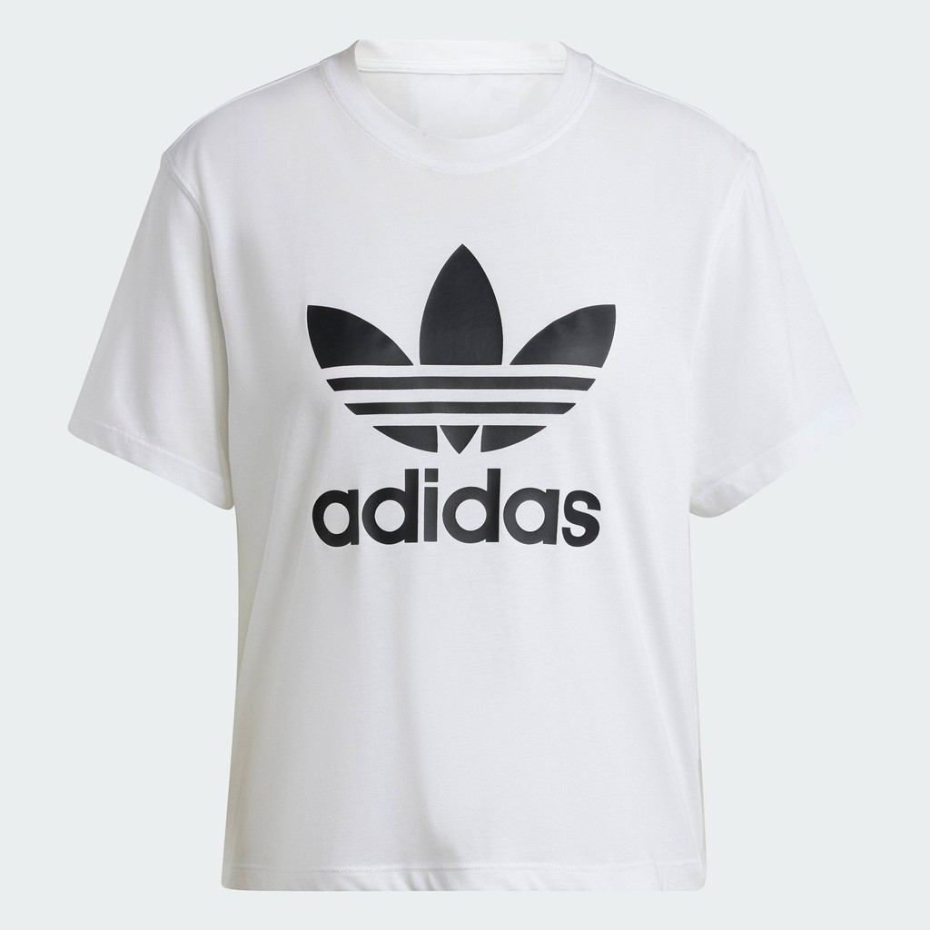 adidas ไลฟ์สไตล์ เสื้อยืดทรงบ็อกซี Adicolor Trefoil ผู้หญิง สีขาว IN8441