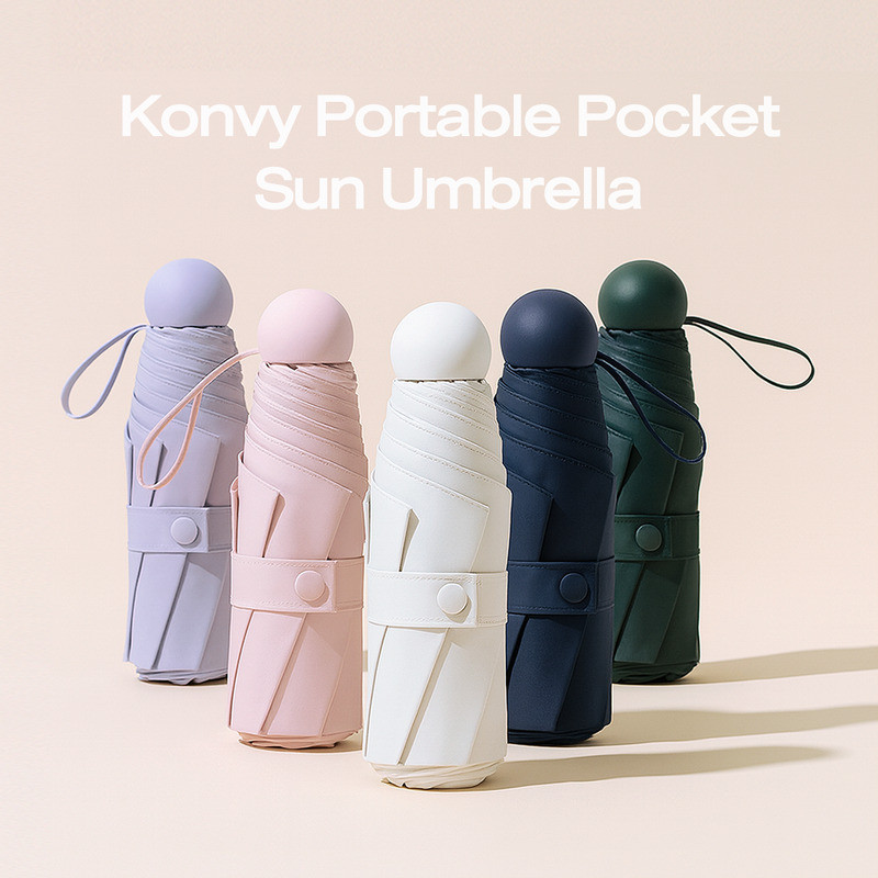 Konvy Portable Pocket Sun Umbrella คอนวี่ ร่มกันยูวีแบบออโต้พับ 3 ตอน (Pink/Dark Blue/Purple/Dark Green/White) รูปที่ 6