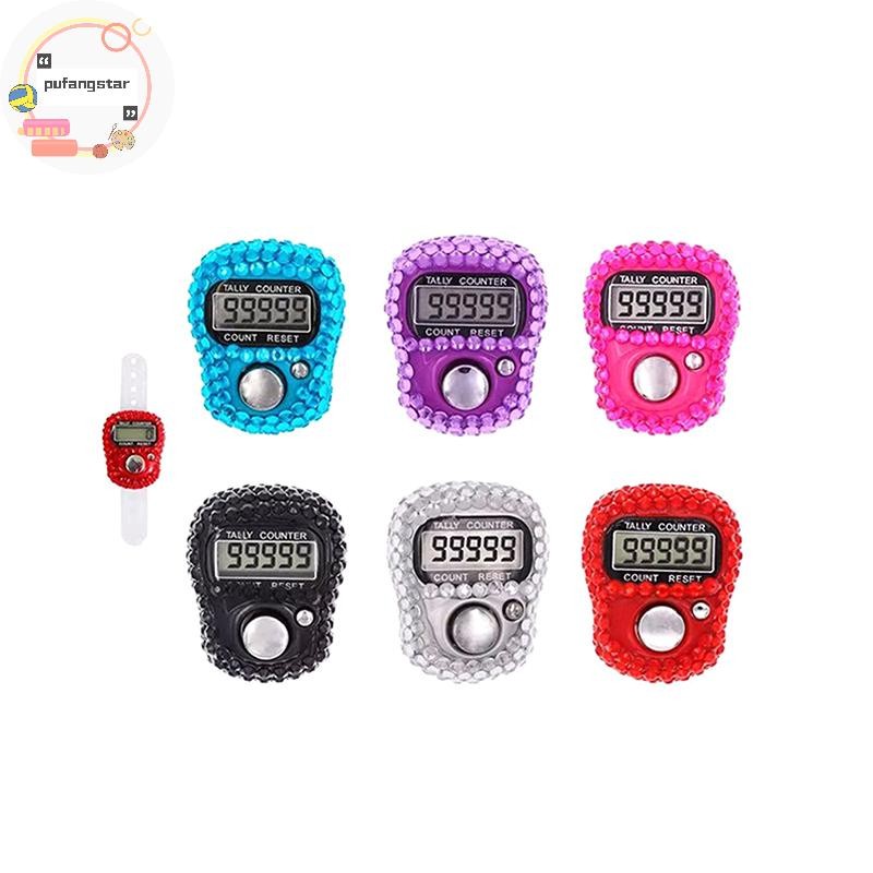 Pufangstar อิเล็กทรอนิกส์ Finger Counter แหวนนิ้วมือคลิกแบบพกพารีเซ็ตดิจิตอลจอแสดงผล Counter Golf นับอุปกรณ์สวดมนต์ TH