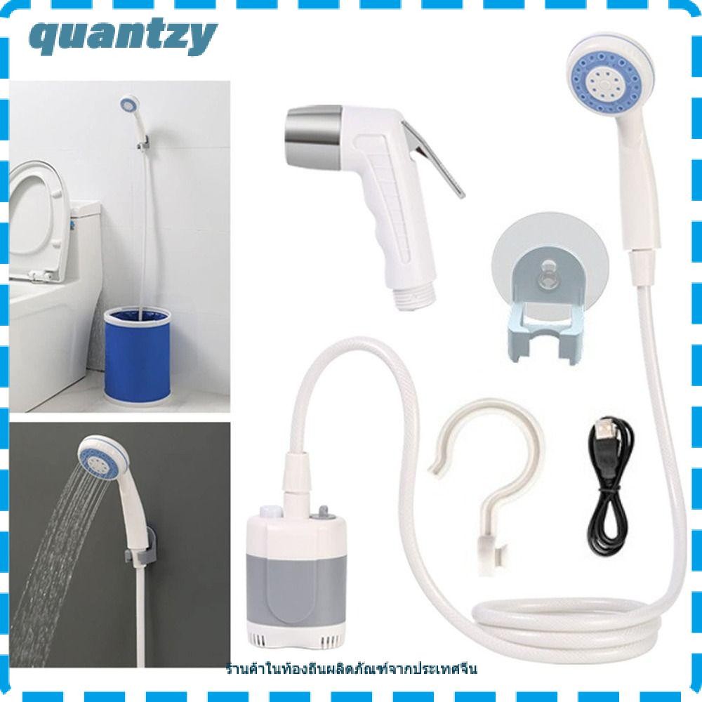 QUANTZY ฝักบัวแบบพกพา,ชาร์จ Long-Lasting Camp Shower ปั๊ม, 2200mAh Universal Camping Shower สําหรับเดินป่าท่องเที่ยว RV