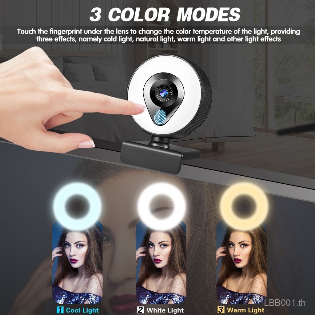 4k รุ่นส่วนตัว Beauty Autofocus 1080p กล้องคอมพิวเตอร์ HD Touch USB Live webcam2k เติมแสง