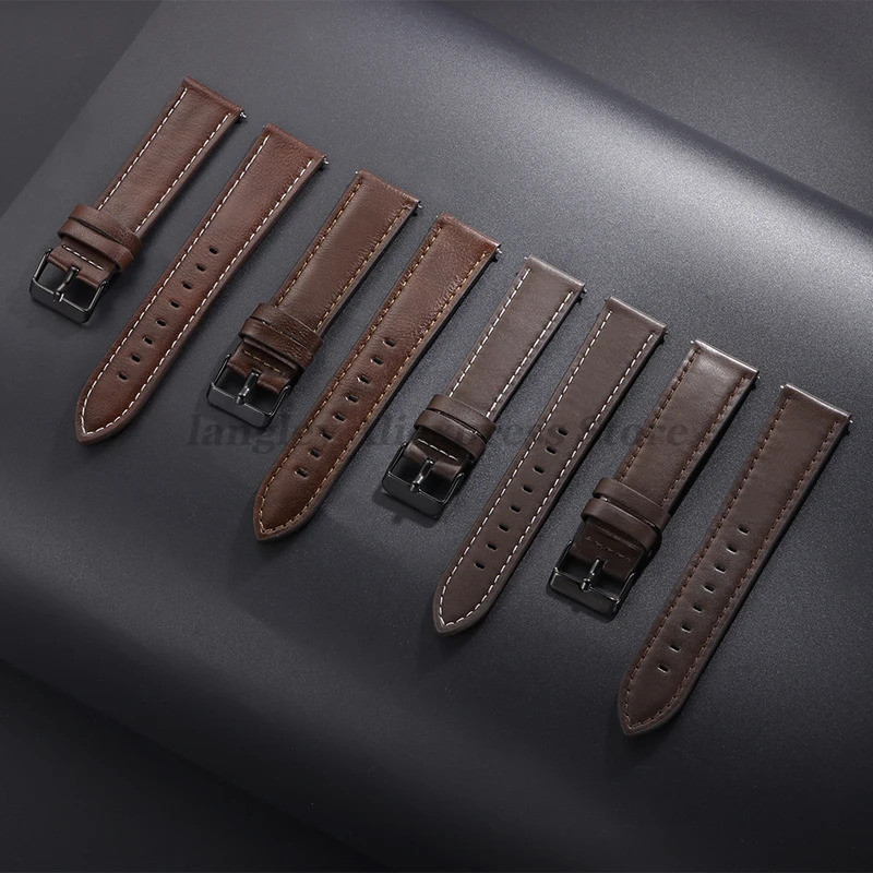 20 มม.22 มม.VINTAGE Coffee Cowhide สายนาฬิกาหนังสําหรับ Galaxy Watch7/6/5/4 สําหรับ Quick Release Un