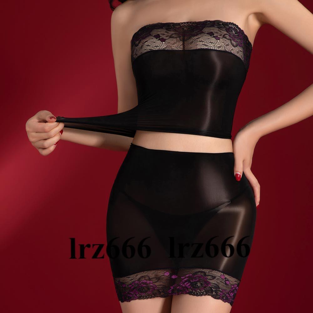 [Lrz666] Seamless 6D Pseudo-Mother cd Cross-Dressing Horse Oil สีดําถุงน่อง Tube Top กระโปรงสะโพกชุด