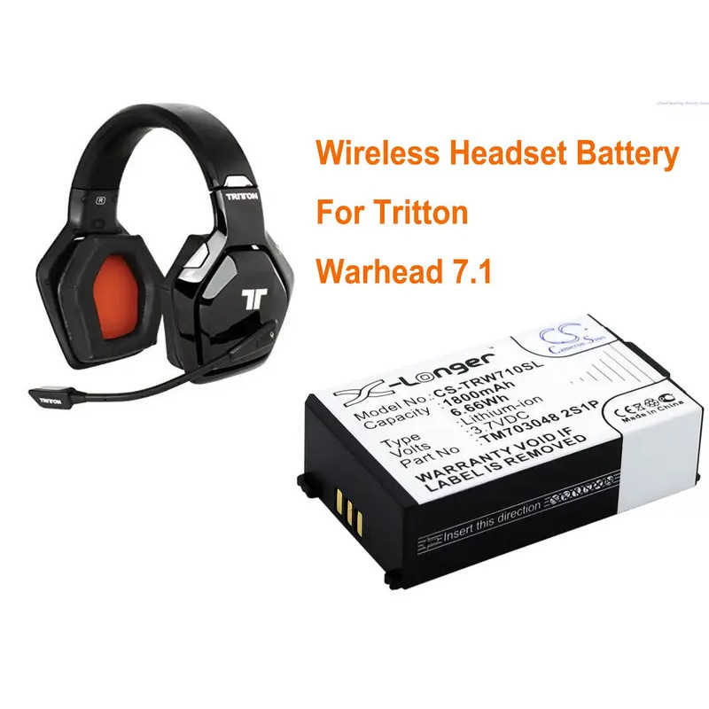 แบตเตอรี่ชุดหูฟังไร้สาย Cameron Sino 1800mAh TM703048 2S1P สําหรับ Tritton Warhead 7.1