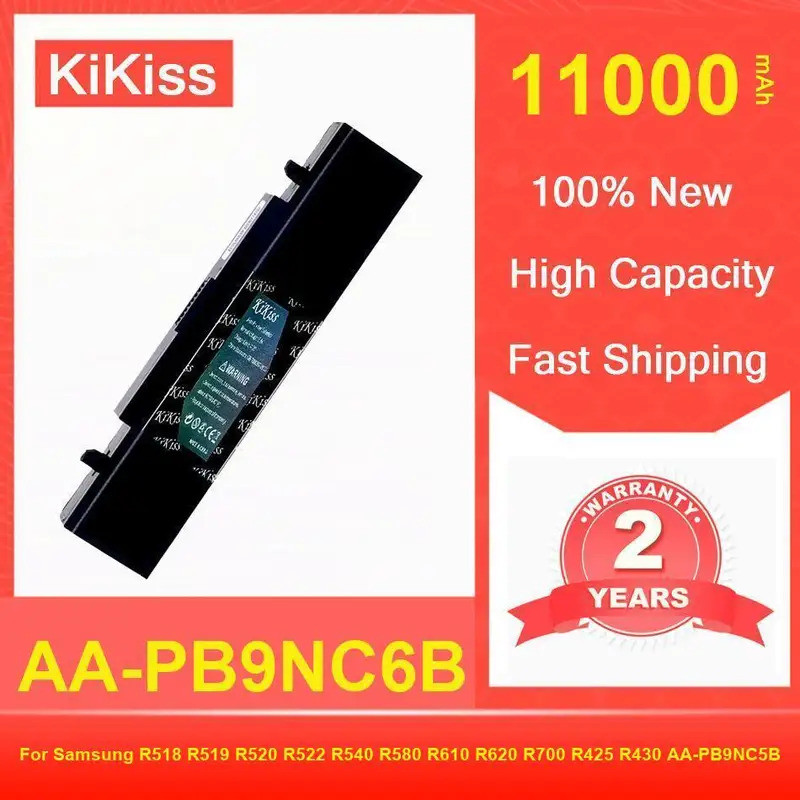 Kikiss แบตเตอรี่แล็ปท็อปสําหรับ Samsung AA-PB9NS6B PB9NC6B R580 R540 R519 R525 R430 R530 RV511 RV411
