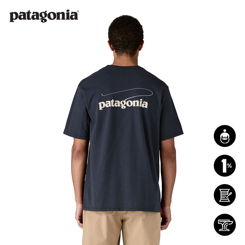 เสื้อยืดผ้าเป็นมิตรกับสิ่งแวดล้อมสําหรับผู้ชายโลโก้หล่อ 37811 patagonia patagonia