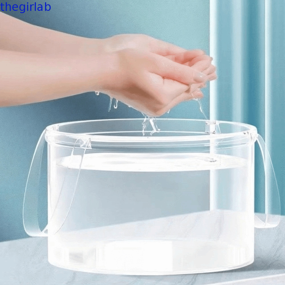 THEGIRLAB ถังโปร่งใสพับได้ 6.8L/12L พร้อมที่จับ Travel อ่างล้างหน้า, อ่างซักผ้าพลาสติกป้องกันการรั่วแบบพกพาเทศกาลน้ํากระเซ็น