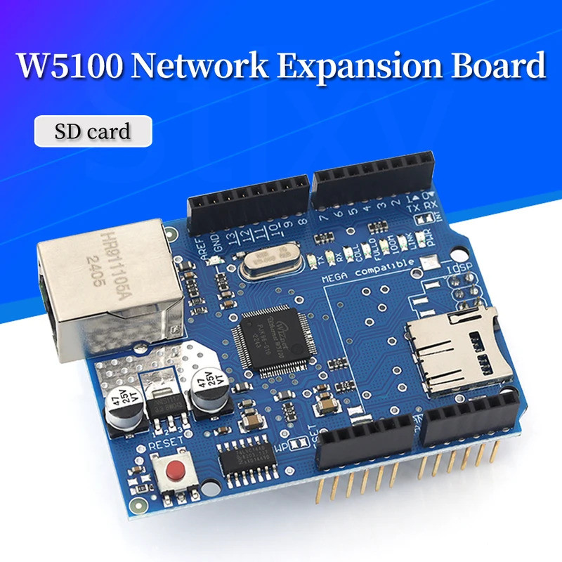 1 ชิ้น Arduino W5100 Ethernet Shield – R3 & Mega 2560/1280 บอร์ดพัฒนาเครือข่ายพร้อม R3 ความเข้ากันได