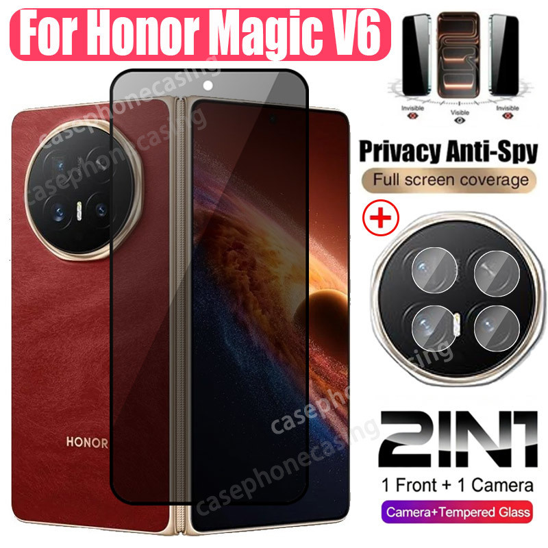 ป้องกันหน้าจอสําหรับ Honor Magic V6 4G 5G 2026 ฝาครอบป้องกันหน้าจอ Tempered 2in1 เลนส์กล้องแก้ว Anti