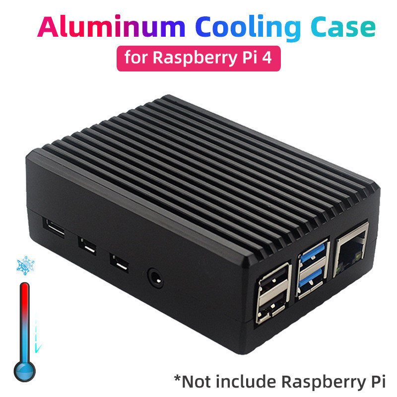 Raspberry Pi Aluminium Alloy Cooling Case Raspberry Pi 4B Dual Fan Case Cooling Protective Case Box