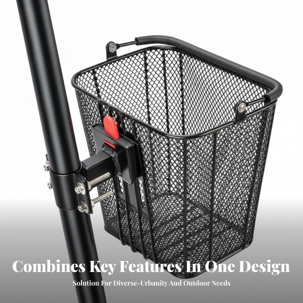 Carry Handle Quick-Release ตะกร้าจักรยานด้านหน้าเปิดด้านบนตะกร้าจักรยานรวมการติดตั้งฮาร์ดแวร์รอบอุปกรณ์เสริม