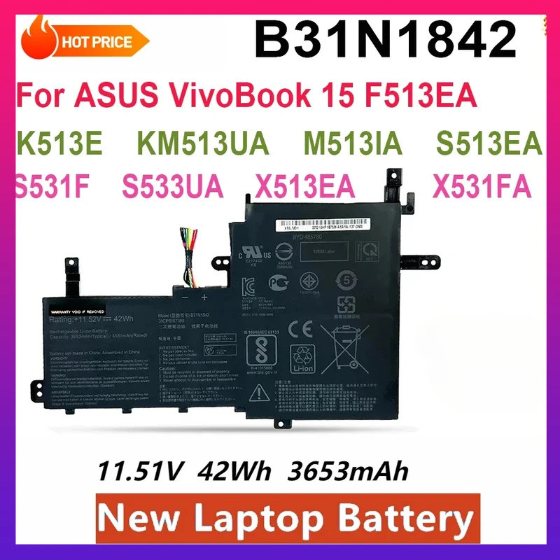 B31N1842 แบตเตอรี่แล็ปท็อปสําหรับ ASUS VivoBook F513EA F513EP F513IA K513E K513EA K513EP KM513UA M51