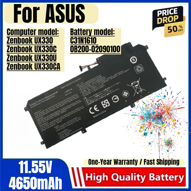 C31N1610 สําหรับ ASUS Ux330/u U300c Ux360/c/ca 1528 แบตเตอรี่แล็ปท็อปคุณภาพสูงความจุสูงเปลี่ยนแบตเตอ