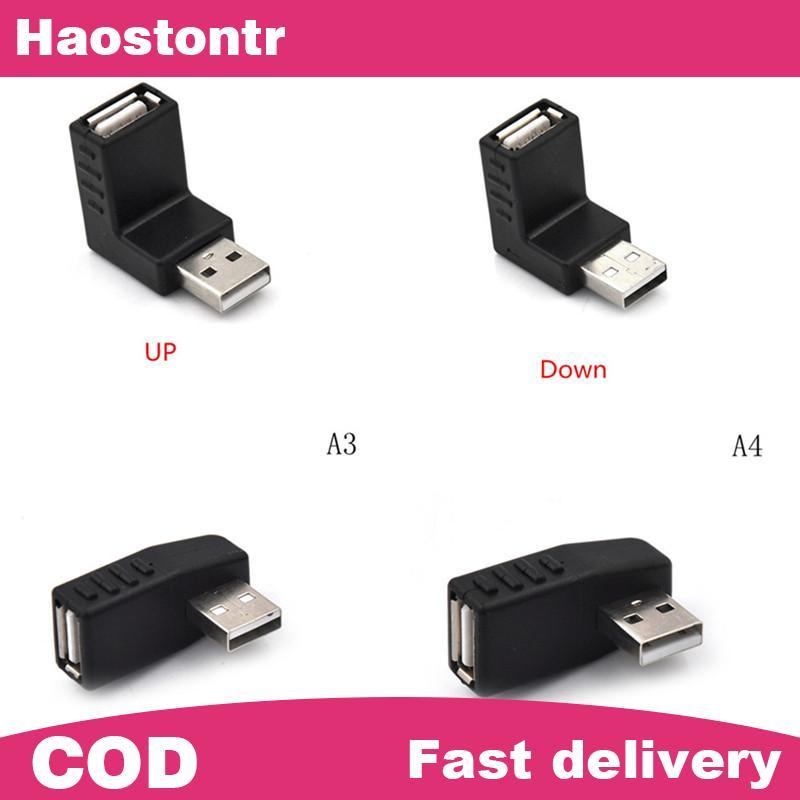 Haostontr USB 2.0 Male to Female Angled Adaptor L Shaped Extension Connector PH