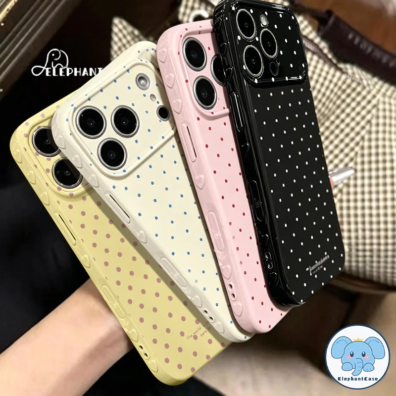 เคสไอโฟน17 11สำหรับ IPhone 16 7 8 15 Plus XR X XS Air 17 12 15 13 16 14 Pro Max เคสหัวใจฟอง จุดสี กันกระแทก สไตล์ฮิต