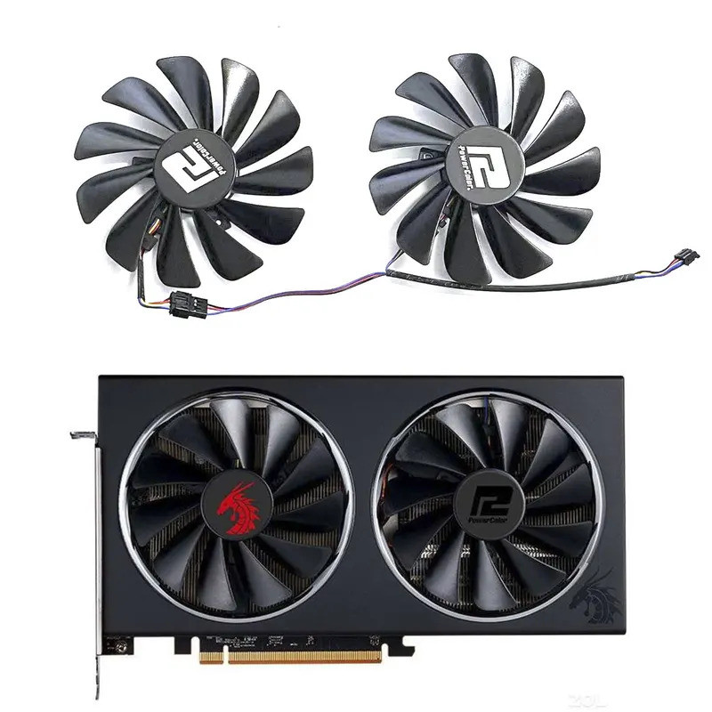 *2 พัดลม 95MM 4PIN CF1010U12S RX5700XT พัดลม GPU สําหรับ Powercolor RX5700XT 5700 5600XT กราฟิกการ์ด
