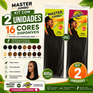 Kit 2 Jumbo 400g Cabelo Sintético Para Tranças Box Braids Fibra Leve Várias Cores