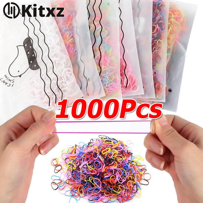 1000ชิ้น/ถุงสีที่บริสุทธิ์ยืดหยุ่นและทนทานเชือกผมขนาดเล็ก / อุปกรณ์เสริมหัวแบบพกพาและแข็งแรงแบบใช้แล้วทิ้งสําหรับผู้หญิง